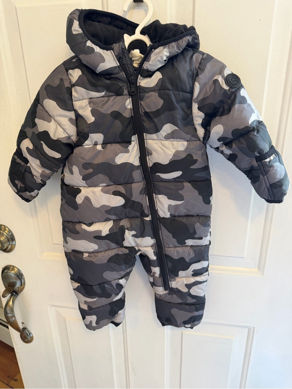 Michael Kors Gray and Black Camouflage Puffer Jacket